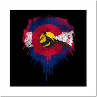 Colorado Flag Splatter - Souvenir - Summer Posters and Art